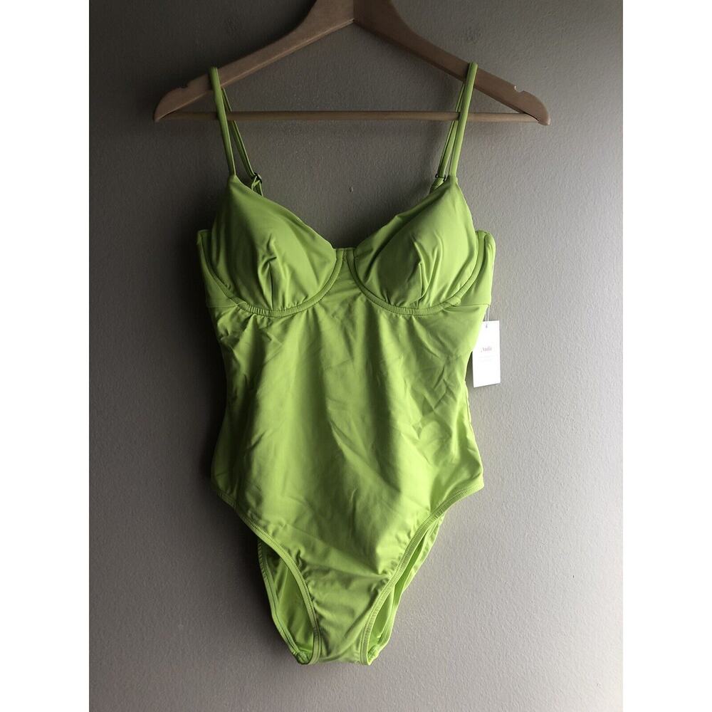 NEW Andie Swim The Bermuda One Piece Swimsuit Neon Yellow Size Large